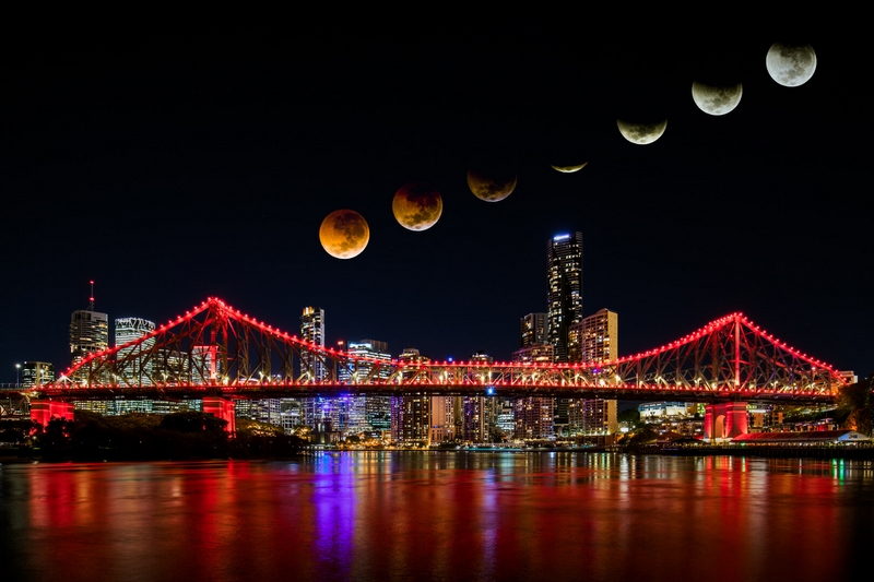 Honour For Digital Blood Moon Over Brisbane By Geoffrey Hui