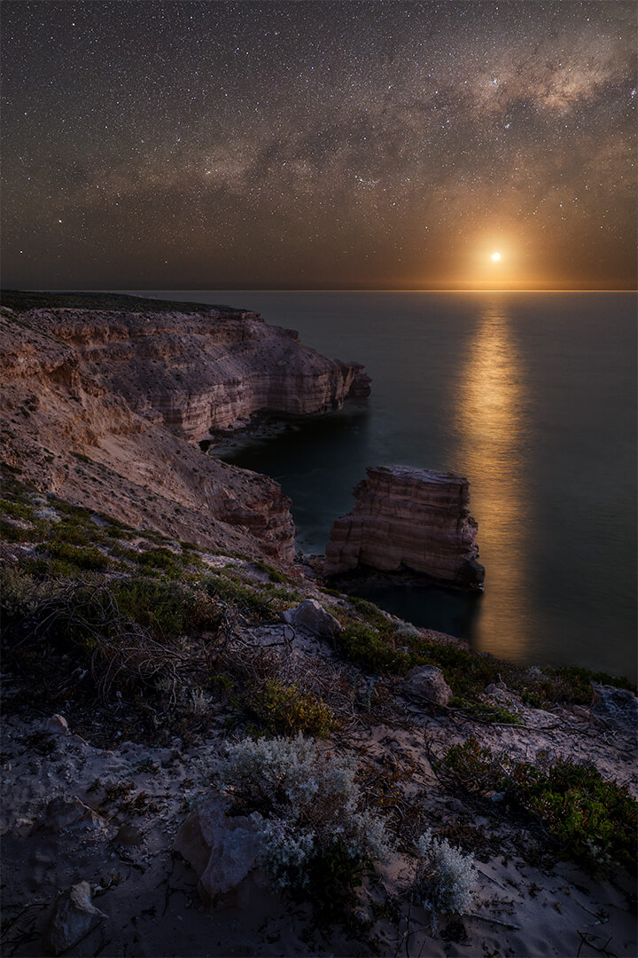 Honour For Digital Moonset Over Castle Rock By Jefferey Mott