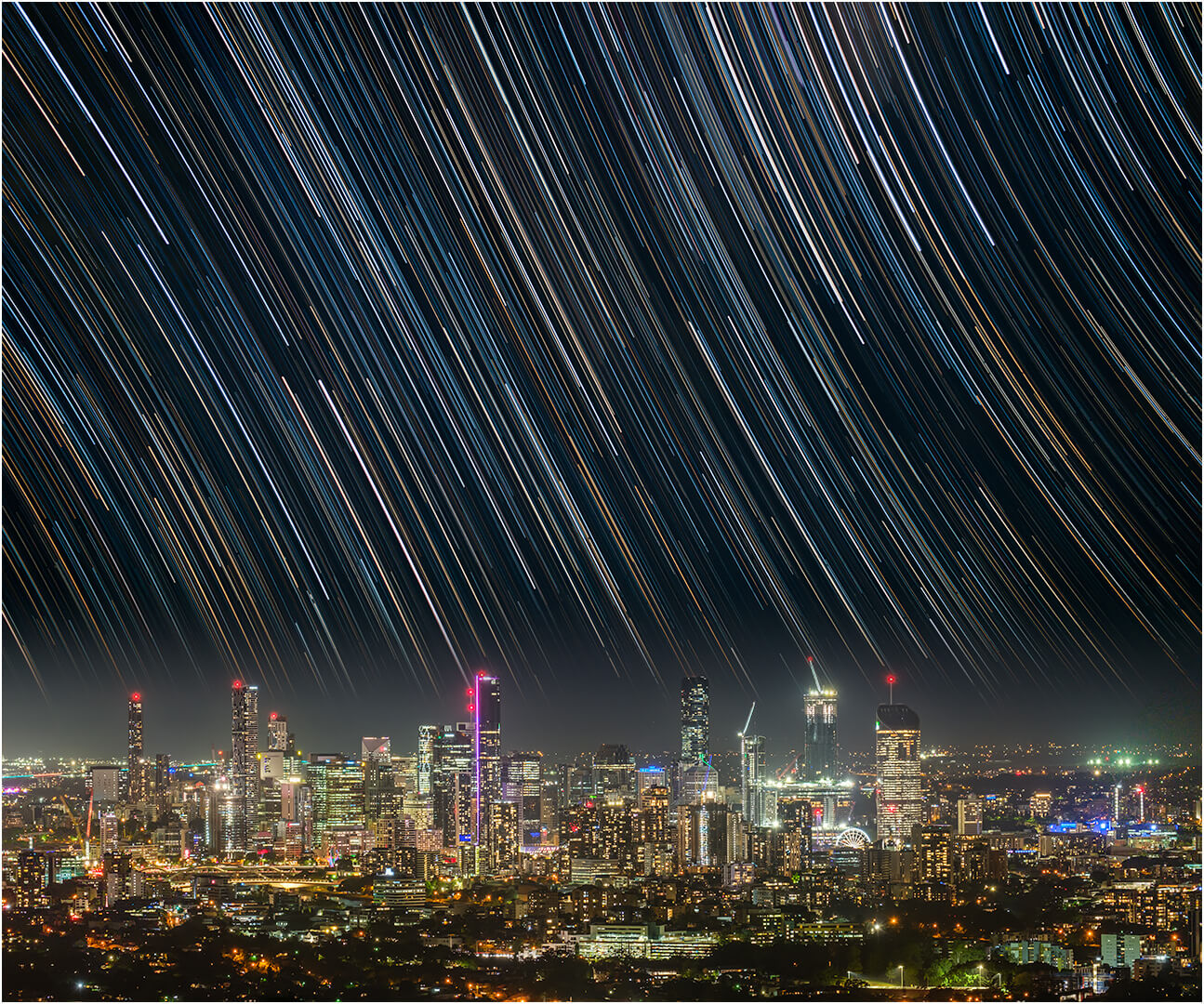 Merit For Digital Star Trails Over Brisbane  By Rodney Topor