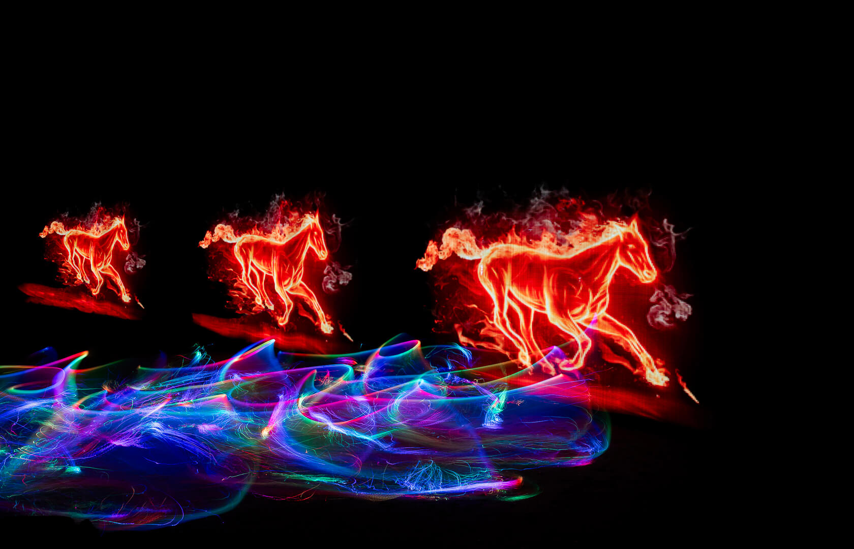 Merit For Digital Fiery Horses By Hazel Sempf